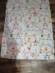 Vintage Fabric Remnant Children’s Circus Theme Clowns Lion Tamer 54" X 72" READ - Picture 1 of 16