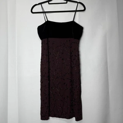 Emanuel Ungaro Vintage Silk Beaded Dress Velvet Bodice Babydoll Y2K Whimsigoth - Image 1 of 4