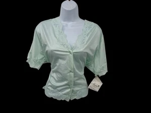 Top de encaje Ilusion años 70 vintage sin cordones pistacho cami stock muerto nuevo con etiquetas - Imagen 1 de 17