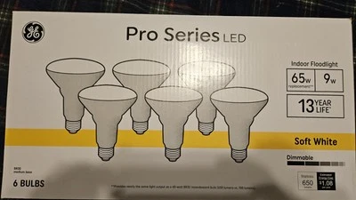 GE Pro Series LED 65 Watt Soft White Dimmable Floodlight Light Bilbs 6 Pack - Image 1 of 4