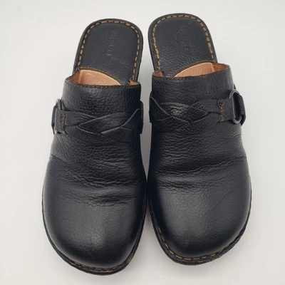 Zuecos Born para mujer de cuero negro deslizables cómodos talla 10 Foto 1 de 4