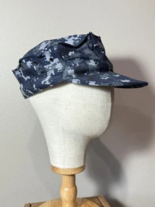 US Navy Hat Cap Fitted Mens 7 1/2 Blue Camouflage NWU 50 Cotton Nylon Military - Picture 1 of 5