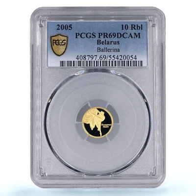 Belarus 10 roubles Ballet Dancer History Culture PR70 PCGS gold coin 2005 - Image 1 of 2
