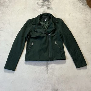 Kut from the Kloth Jacket Womens Size Smallpol Green Quinn Vegan Suede Moto - Picture 1 of 9