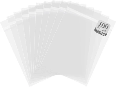 , Paquete de 100 fundas de almacenamiento transparentes 11 1/4 X 14 1/8, resellables sin ácido Foto 1 de 4