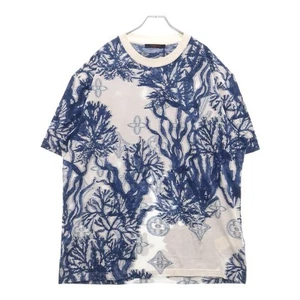LOUIS VUITTON 23AW Monogram Graphic Cotton Sleeve Short Tee Blue White Used 201a - Picture 1 of 9