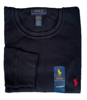 Polo Ralph Lauren Para Hombre Nuevo Con Etiquetas Negro Manga Larga Cuello Redondo Waffle Pullover Talla XL Foto 1 de 4