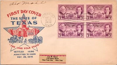SC# 776 FDC - Lone Star State Cachet - Red and Blue - L36660 - Image 1 of 2