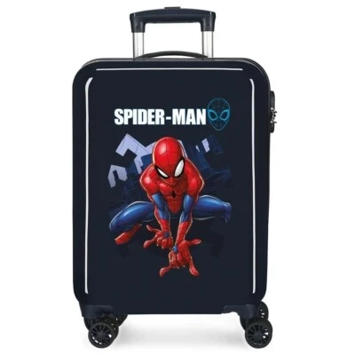 Spiderman Azul Maleta Cabina 55cm ABS Dura Trolley Niños Equipaje de Mano 4R - Imagen 1 de 4