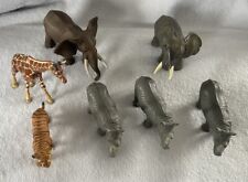 SCHLEICH LOT OF  7 WILD AFRICAN ANIMALS Tiger, 3X Rhino, 2x Elephant, Giraffe
