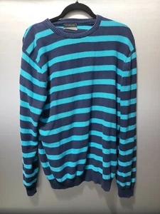 Mens Lyle & Scott Scotland  Fair Isle  Sweater 100% Combed Cotton Navy Aqua  - Picture 1 of 4