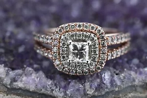 Zertifizierter natürlicher Diamant Verlobungsring Ehering 10 Karat Rosé- & Weißgold - Bild 1 von 8