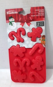 Trudeau Christmas Holiday 2 Pc Silicone Mold Chocolate Candy Baking Makes 16 NEW - Picture 1 of 3