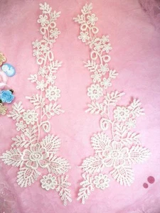 Apliques de Encaje Marfil Floral Bordado Espejo Par Motivos de Disfraz 15" DH85  - Imagen 1 de 1