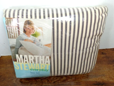 Juego de sábanas dobles de 3 piezas vintage (1997) MARTHA STEWART a rayas negras sellado EE. UU. Foto 1 de 4