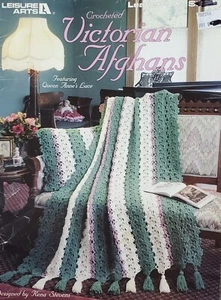Victorian Afghans Crochet Patterns Queen Anne's Lace By Leisure Arts s3 - Picture 1 of 4