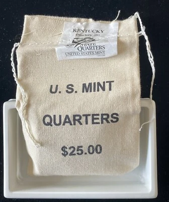 2001-D Kentucky Quarters $25 Mint Sewn Bag in U.S Mint Opened Box - Image 1 of 2