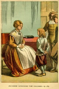 'Prudence Catechises the Children' 1868 Illustration Pilgrim's Progress 3.75"x5" - Picture 1 of 3