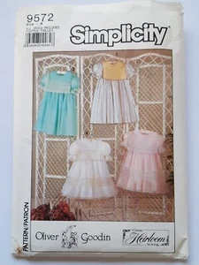 SIMPLICITY PATTERN - 9572 GIRLS' DRESS HEIRLOOM INSERTION LACE COLLAR 3-8 UNCUT - Picture 1 of 2