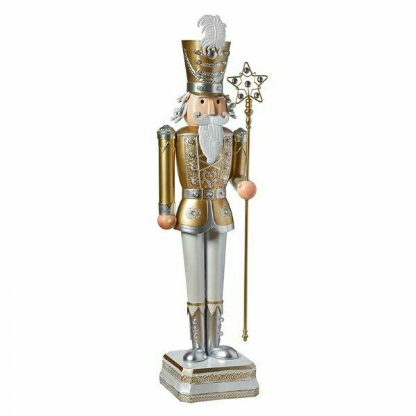 Illuminated LED Giant Nutcracker - White/Gold