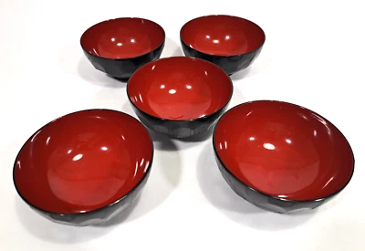 Juego de 5 tazones japoneses con sopa de miso lacada de plástico arroz Foto 1 de 3