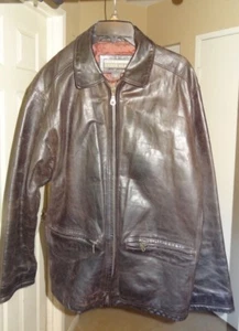 Urban Wear Structure Dark Brown Leather Jacket Medium Mens Coat Discontinued VG+ - Picture 1 of 12