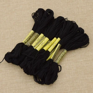 Black Cross Stitch Cotton Crochet Embroidery Floss Thread Skien 1 Set - Picture 1 of 4