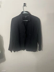 White House Black Market Womens Blazer Solid Black Size 14 - Picture 1 of 3