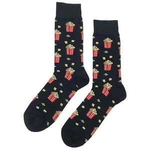 NWT Popcorn Dress Socks Novelty Men 8-12 Black Crazy Fun Sockfly - Picture 1 of 5