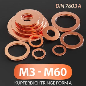 Kupfer Dichtringe Kupferdichtringe Form A DIN7603 Kfz Cu Ringe Ölablassdichtung - Bild 1 von 130