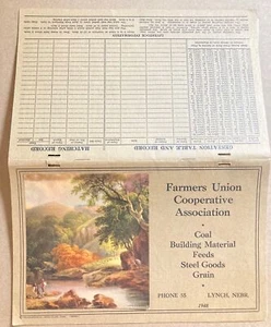 1948 LYNCH NEBRASKA CONTADINI UNIONE CO-OP ASSN PUBBLICITÀ BUSINESS RECORD GRAFICI - Foto 1 di 3