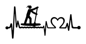 Stand Up Paddleboard Girl Heartbeat Decal #1 3"x7" Choose Color - Picture 1 of 2