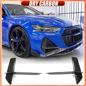Dry Carbon Front Bumper Splitter Scoop Trims for Audi RS7 Sportback RS6 C8 20UP - Picture 1 of 12