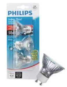 Philips GU10 Base MR16 Indoor Floodlight 50 Watt Light Bulb, 1 pack of 3 - Picture 1 of 1