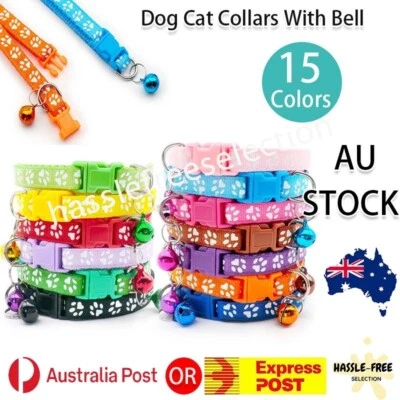 Dog Cat Collar With Bell ID Adjustable Kitten Puppy Buckle Safety Whelping Color - image 1 of 4