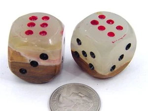BUTW Genuine Mexican Onyx Six Sided 1" Hand Carved Pair of Dice 3934P - Picture 1 of 1