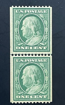 US  Stamps; Scott #348 Genuine Coil GUIDE LINE PAIR  M NH OG w/ PSE Cert $750 VF - Image 1 of 4