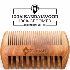 Handmade 100% Natural Green Sandalwood Hair Beard Mustache Wooden Comb Fine/Cors - Picture 1 of 7