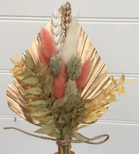 Gold Medium Palm Speer KUCHENAUFSATZ mit Salbeigrün & Orange Trockenblumen Spray - Bild 1 von 2