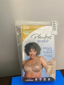 NEW WOMEN SIZE 42DDD PLAYTEX 18 HOUR ULTIMATE LIFT & SUPPORT NUDE WIREFREE BRA - Picture 1 of 10