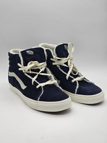Scarpe da uomo blu Vans Sherpa Sk8 Hi taglia US13 pelle scamosciata abbraccio accogliente