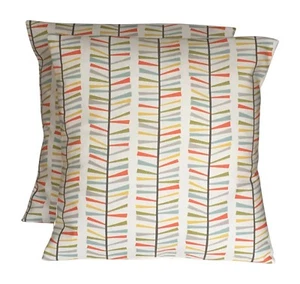 2 x Fryetts Malmo Orange Lime Grey Blue Grey Cushion Covers 16” 18” - Picture 1 of 6