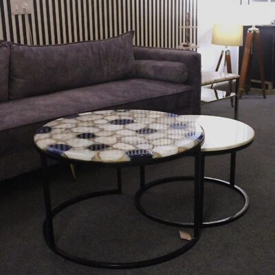 Agate Stone Coffee Table, Kitchen Counter Desk Table, Luxury Agate Gemstone Tops - Image 1 of 3