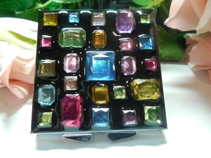 Black Mirror made with Multi- Color Swarvoski Crystals Silver Double Sided - Picture 1 of 3