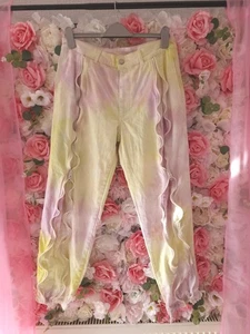 Stella McCartney Damenhose 28 Zoll rosa & gelb Tie Die Reißverschluss Bündchen - Bild 1 von 9