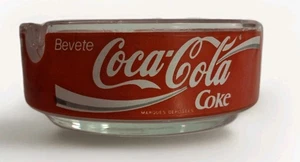 Vtg Coca Cola 1970s Ashtray Bevete-Italy Trink-Germany Buvez-France Round Glass - Picture 1 of 5