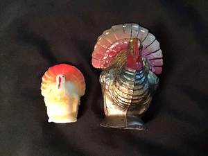 Vtg GURLEY Turkey Candle Lot Flock Or Rafter Large Is 4 1/2” Never Burned NOS - Picture 1 of 9