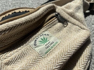 Himalayan Hemp Waist Bag. THC FREE.. Made In Nepal .3 Pockets - Picture 1 of 5