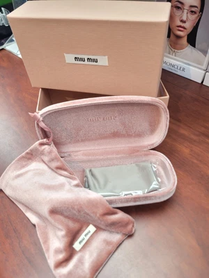 NEW MIU MIU AUTHENTIC EYEGLASSES GLASSES HARD LARGE VELVET PINK CLAMSHELL W/BOX