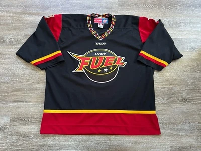 Camiseta de hockey sobre hielo Indy Fuel Indianapolis ECHL CCM bordada adulto XL *Alterada* Foto 1 de 4